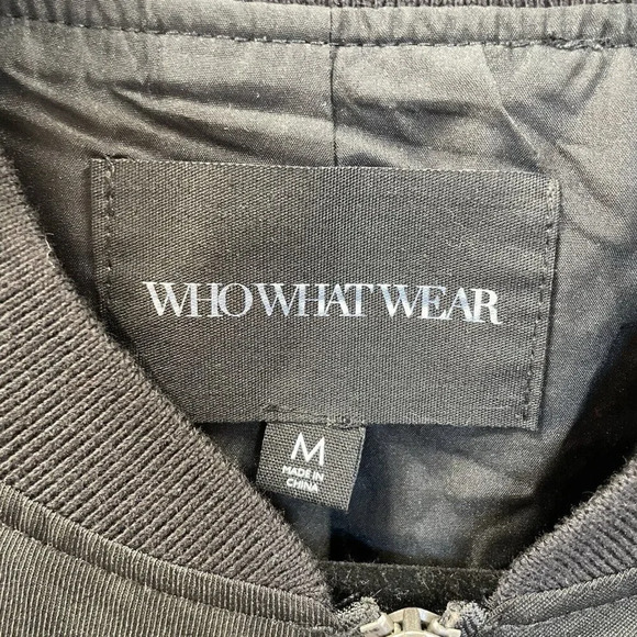 Who What Wear Womens M Jacket Black‎ Fall Floral Zipper w/ Pockets Cinch Waist - Picture 2 of 11